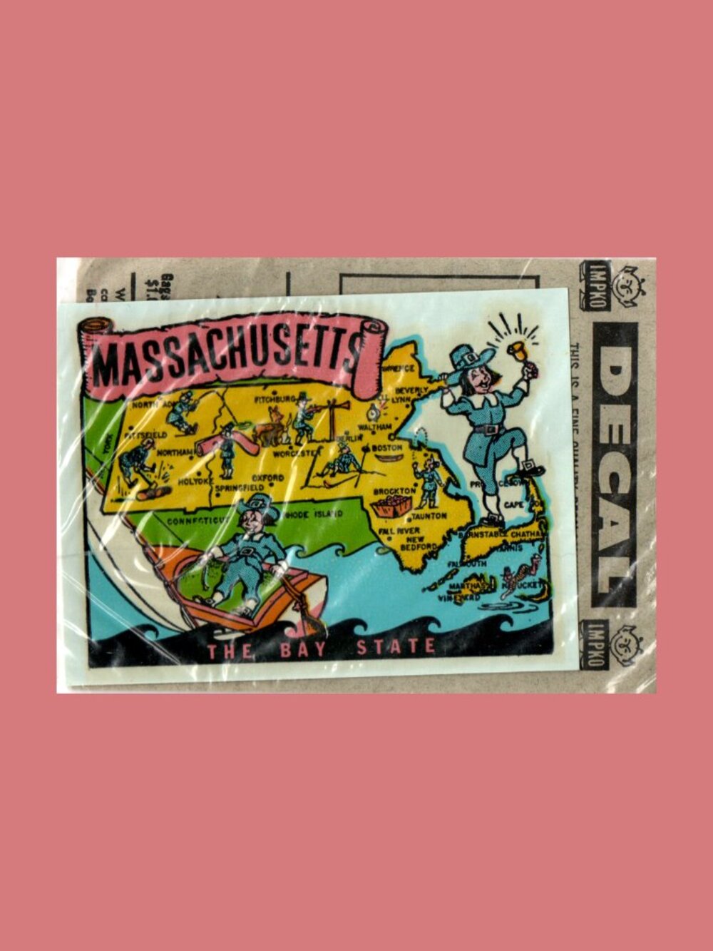 5/$20 Massachusetts Vintage IMPKO Water Slide Decal Travel Souvenir